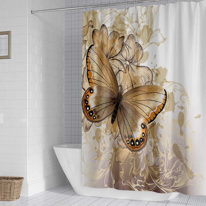 Butterfly-Inspired Floral Shower Curtain Stornfield