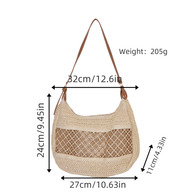 Elegant mesh shoulder bag with leather accents Stornfield