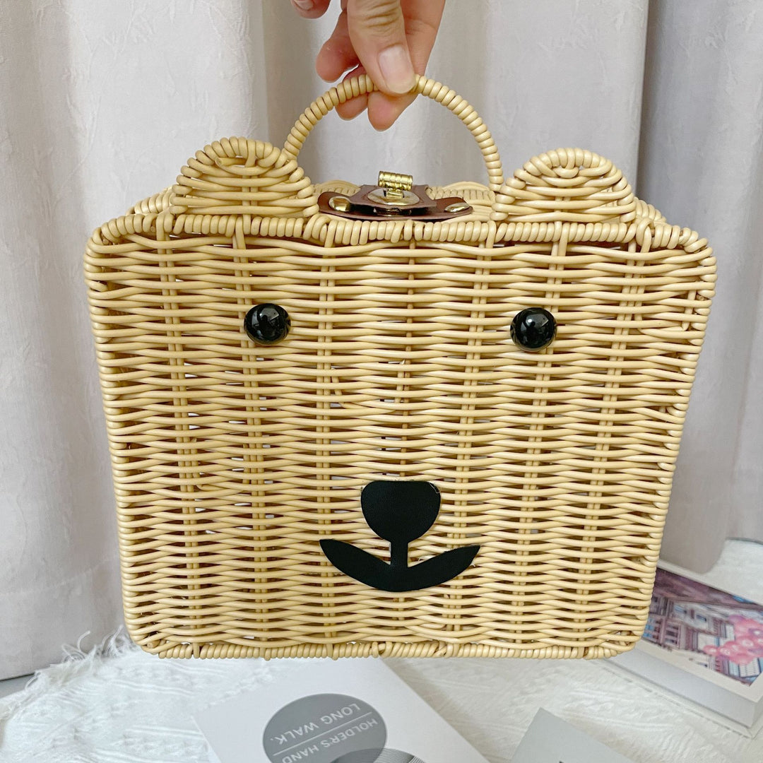 Women Handmade Basket Bag in Bear Design Stornfield