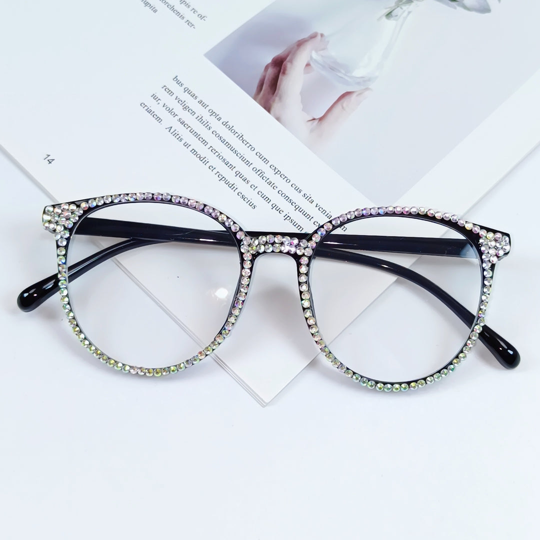 Women Stylish Cat Eye Glasses with Sparkling Rhinestone Trim Stornfield