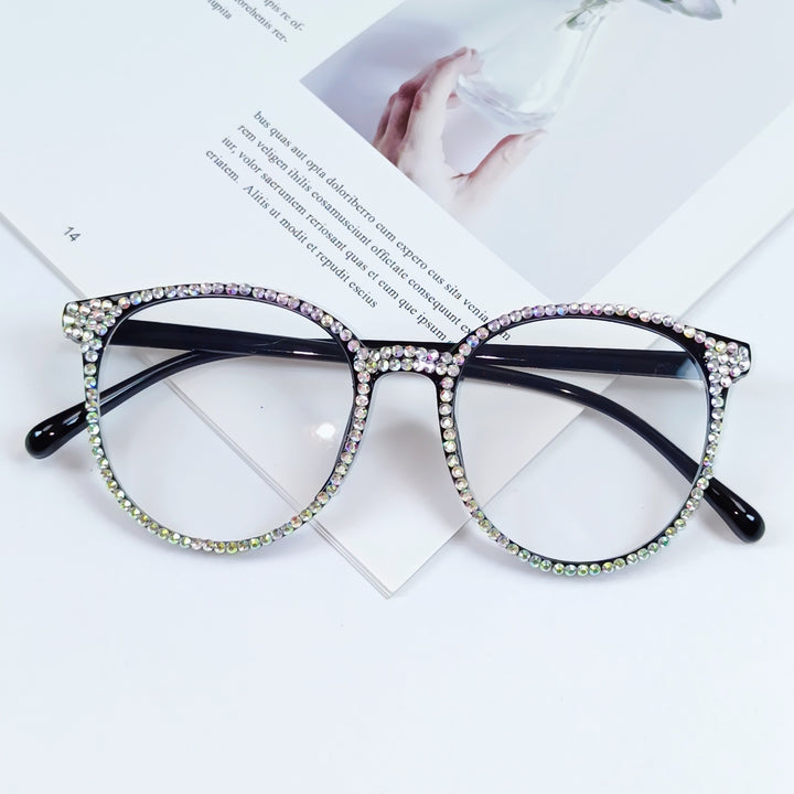 Women Stylish Cat Eye Glasses with Sparkling Rhinestone Trim Stornfield