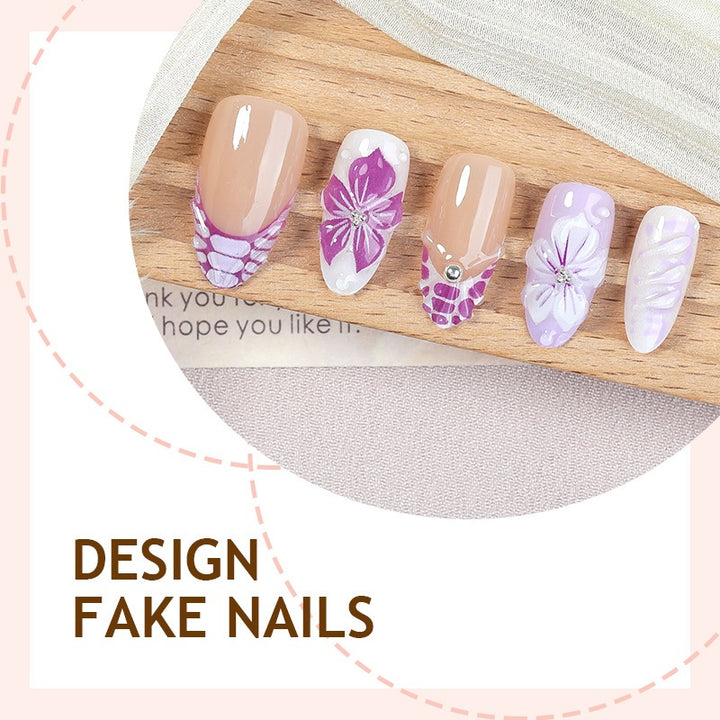 Artificial nail set with floral and glamorous accents Stornfield