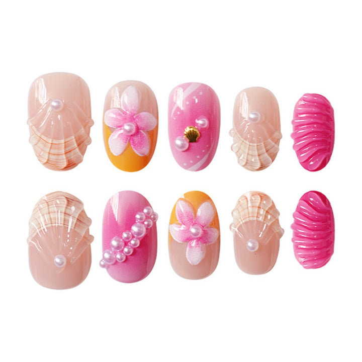 Artistic Shell-Inspired Press-On Nail Set Stornfield