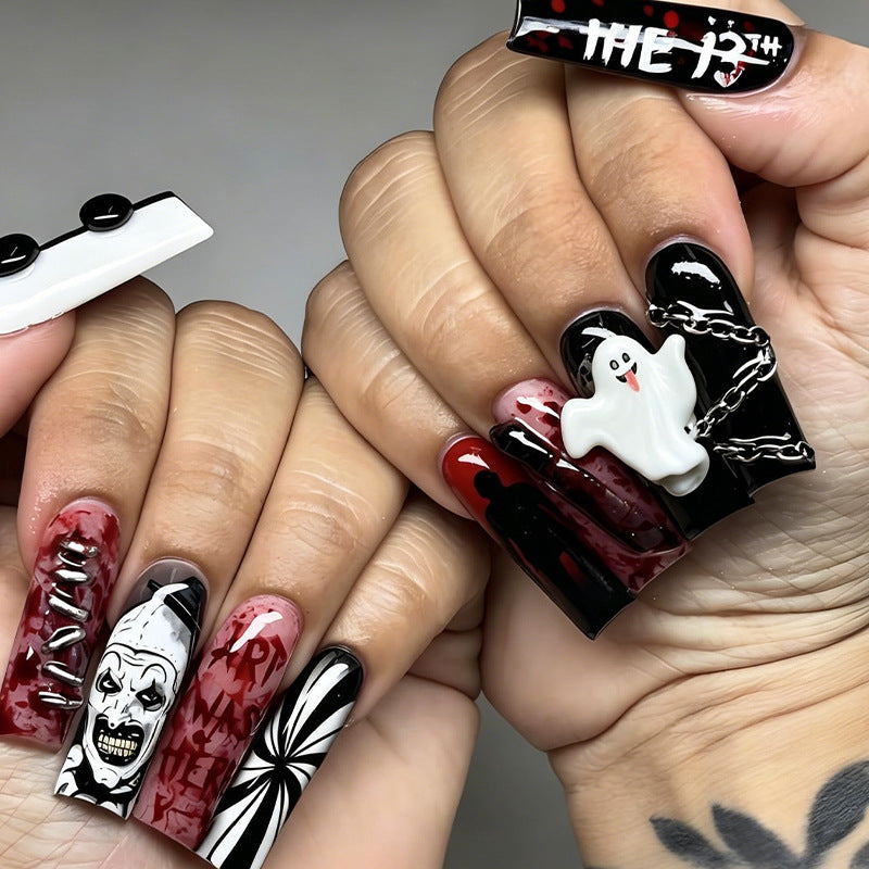 Halloween artificial nail set with creepy motifs and extravagant designs Stornfield
