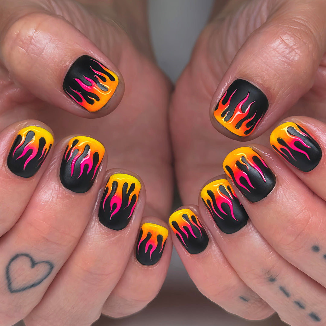 Creative Art Nails with Flame Design Stornfield