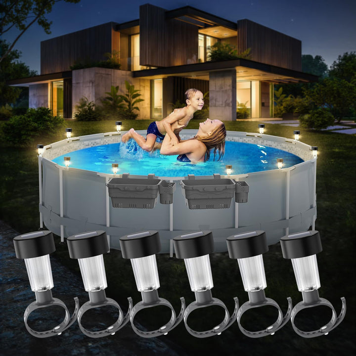 Solar-Powered LED Clip-On Above-Ground Pool Rim Lights With Waterproof Durable Mounting Stornfield