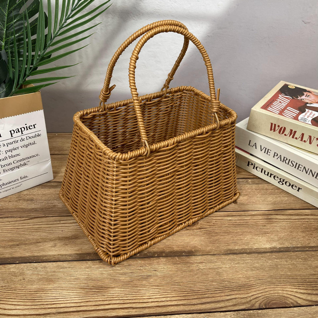 Women elegant braided basket with sturdy double handles Stornfield