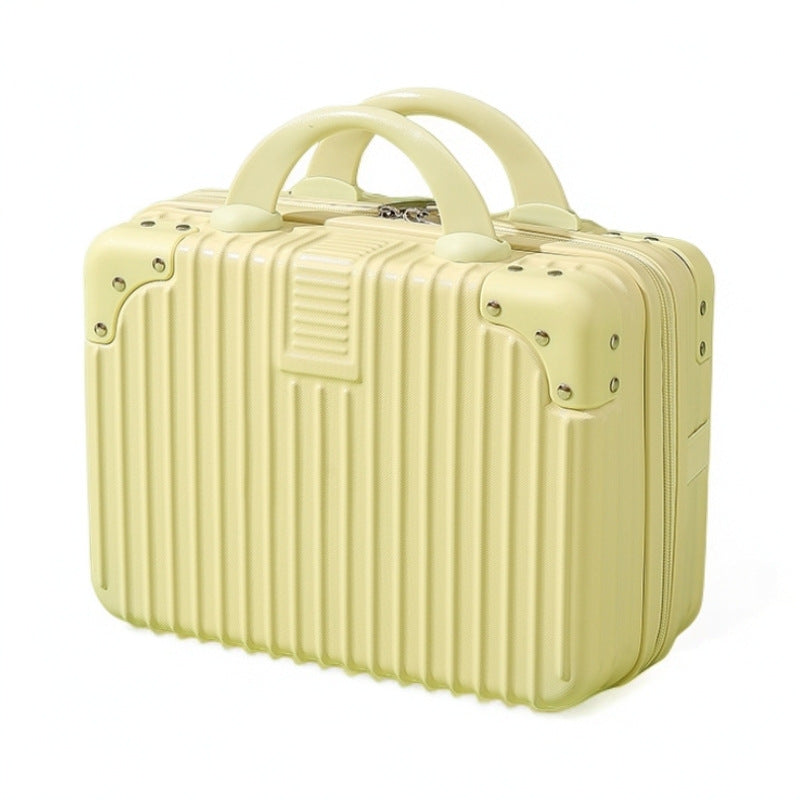 structured hard-shell vanity travel case with faux-leather corner reinforcements and dual top handles Stornfield