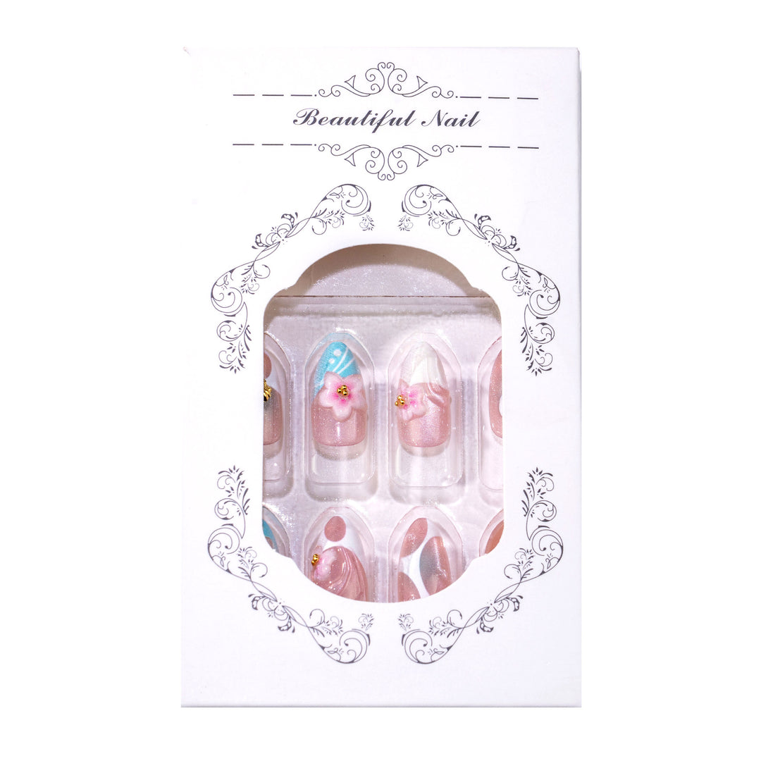 Decorative Shell-Inspired Press-On Nail Art Set