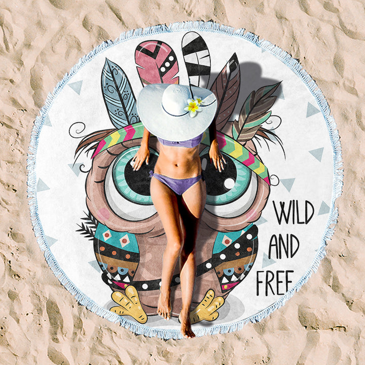 Round beach blanket with floral watercolor motifs Stornfield