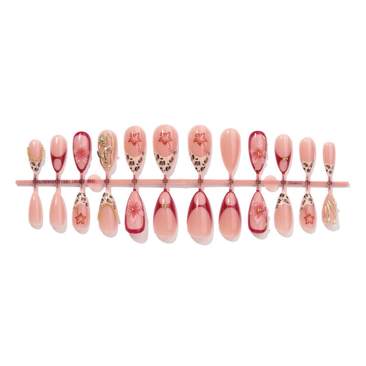 Art nail set with luxurious floral 3D decorations Stornfield
