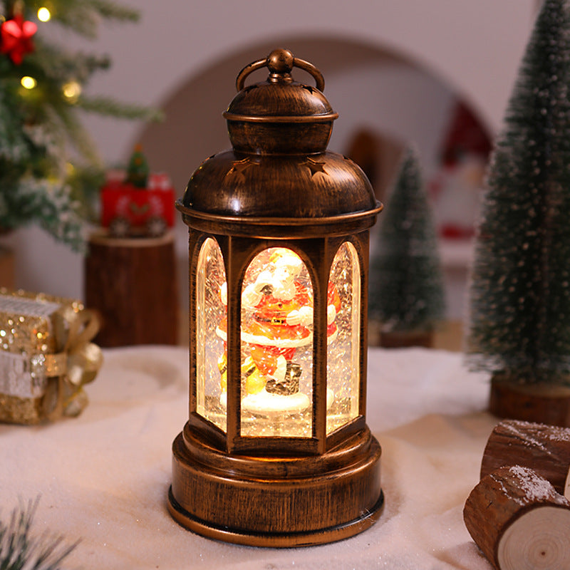 Illuminated Christmas lantern with Santa Claus scene Stornfield