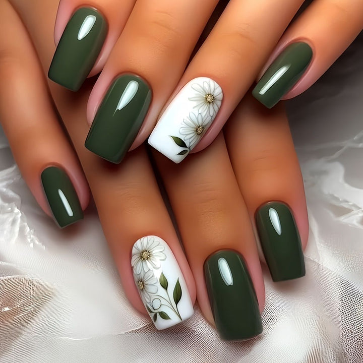 Elegant Floral Embellished Press-On Nail Set Stornfield