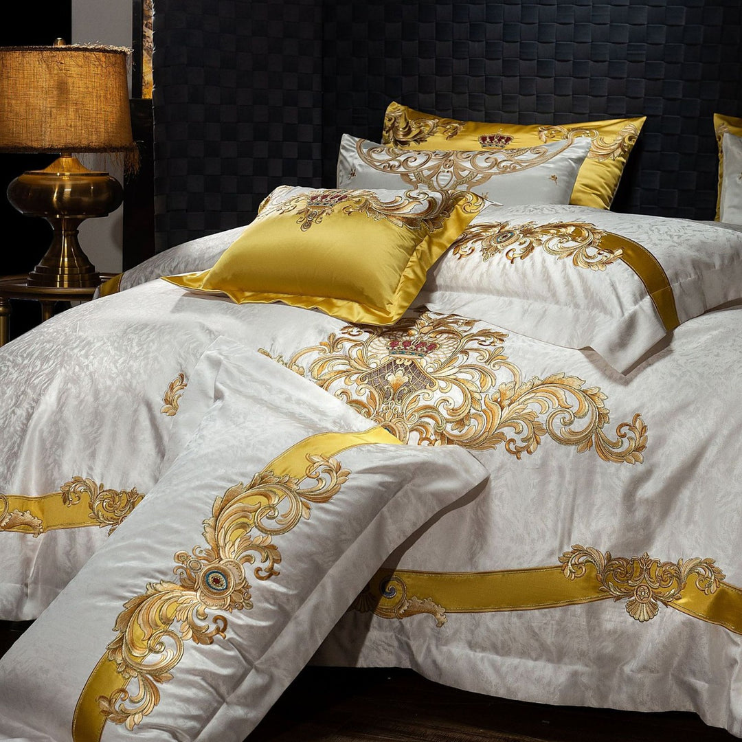 Baroque Embroidered Satin-Effect Duvet Cover Bedding Set