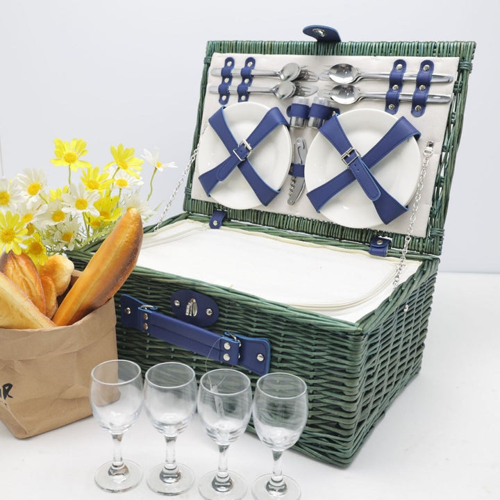 Ladies picnic basket with dish set and carrying shoulder strap Stornfield