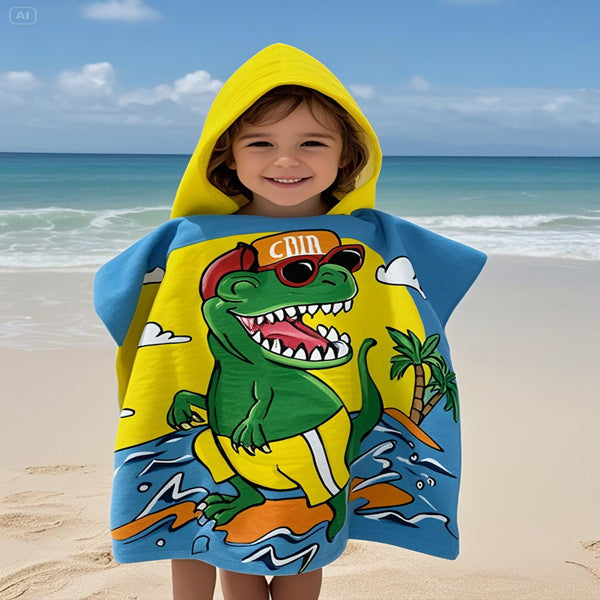 Kids' Fun Dinosaur-Themed Hooded Towel Poncho Stornfield