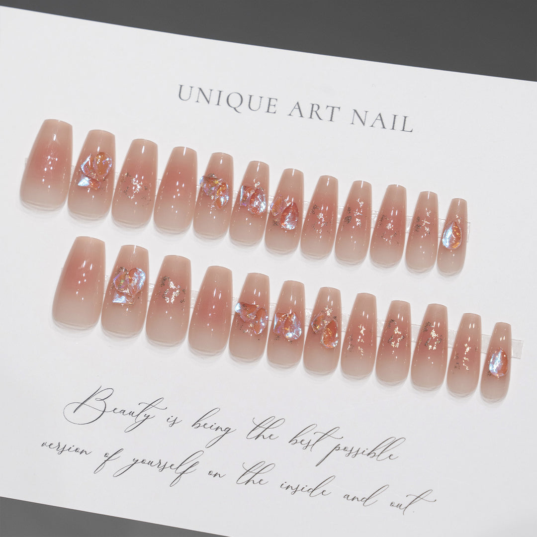 Artistic Press-On Nail Tips with Floral Design Stornfield