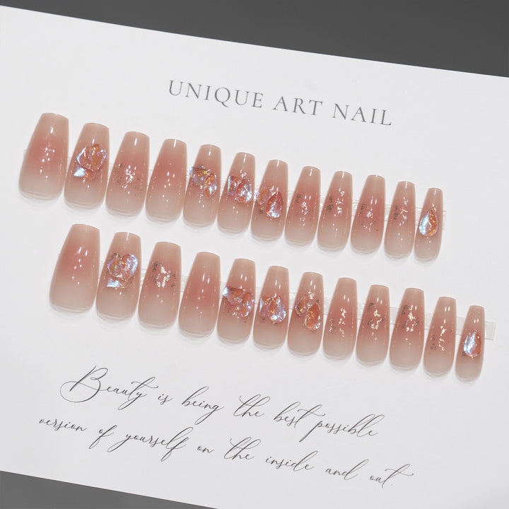 Artistic Press-On Nail Tips with Floral Design Stornfield