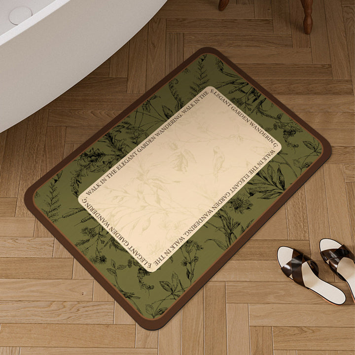 Oval Botanical Floor Mat for Home Decor