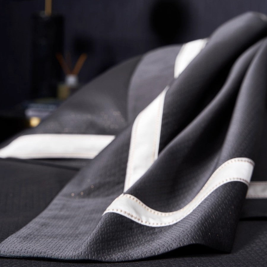 Premium Textured Cotton Sateen Duvet Cover Set with Satin Piping and Reversible Micro‑Sateen Back