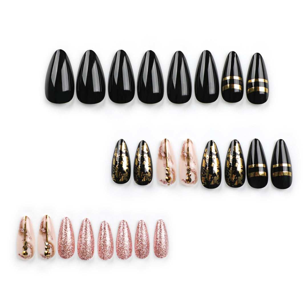 Glamorous stiletto nails with golden accents Stornfield