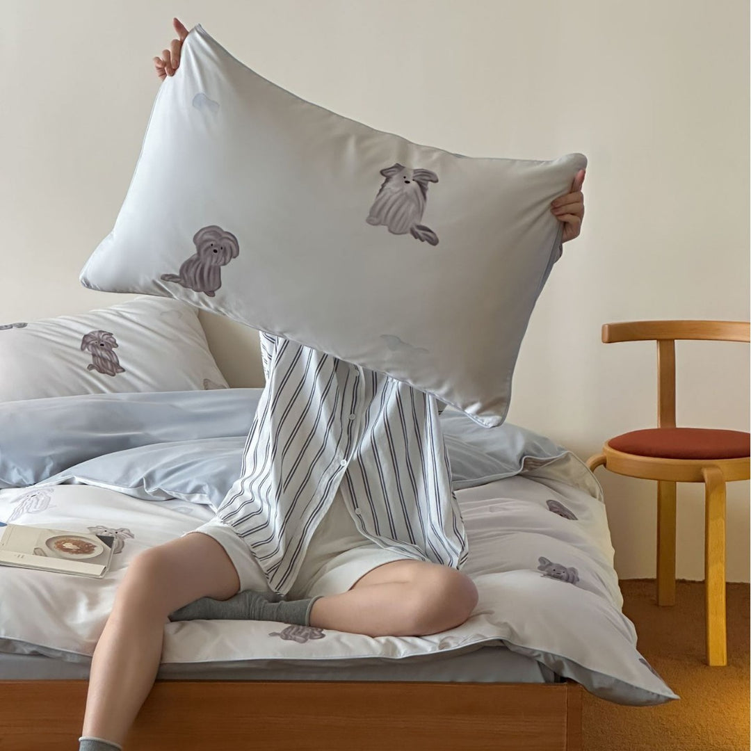 Duvet cover set made of cotton satin with Boho-Ethno pattern and reversible function