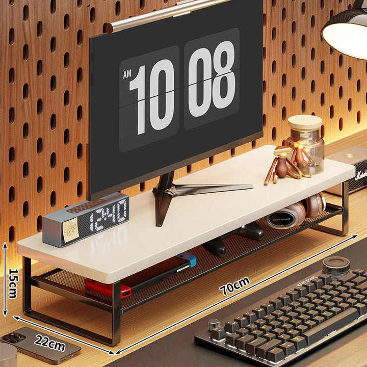 Ergonomic Monitor Stand Riser with Mesh Storage Drawer and Metal Frame