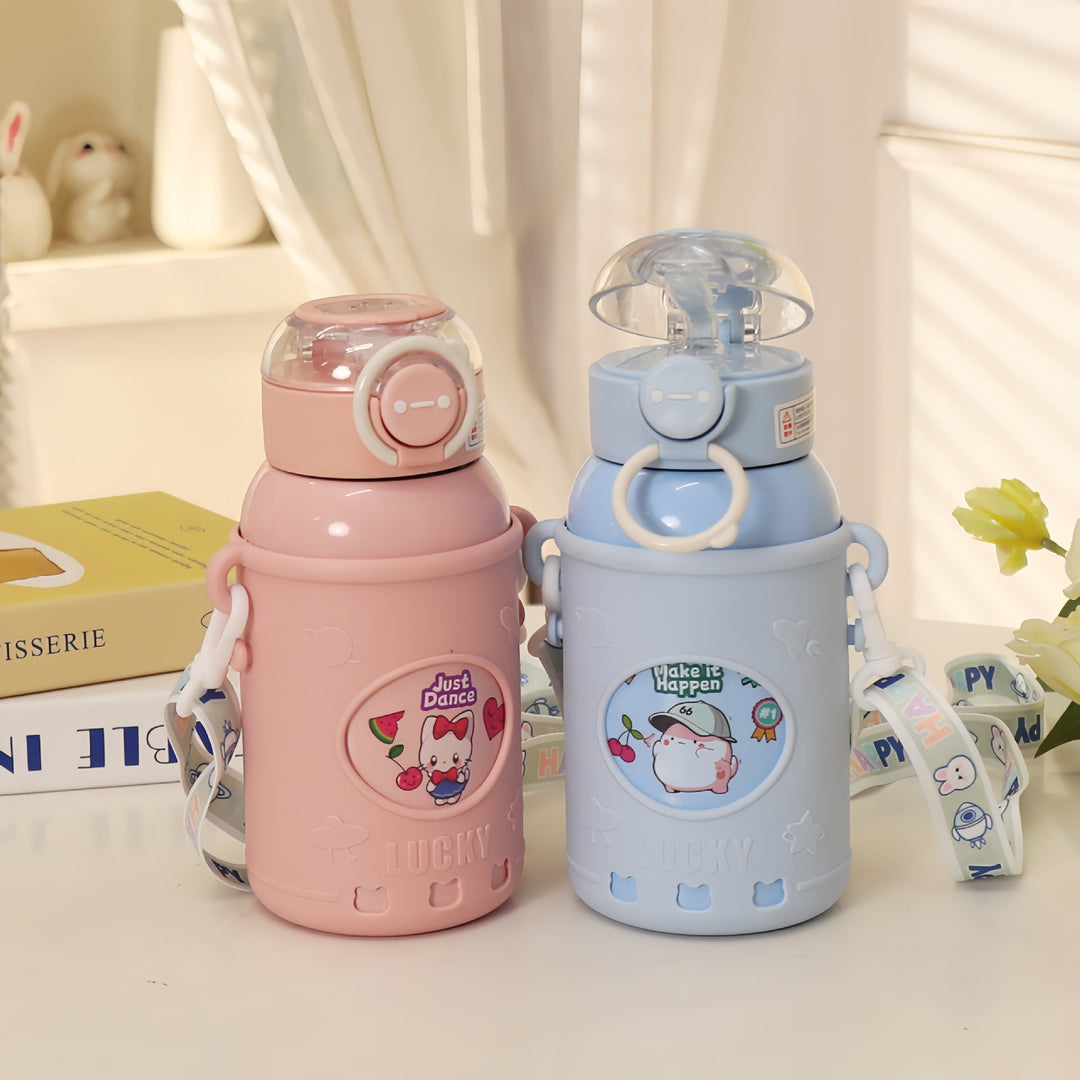 Ladies Insulated Drink Bottle with Practical Carry Strap and Cute Panda Design Stornfield
