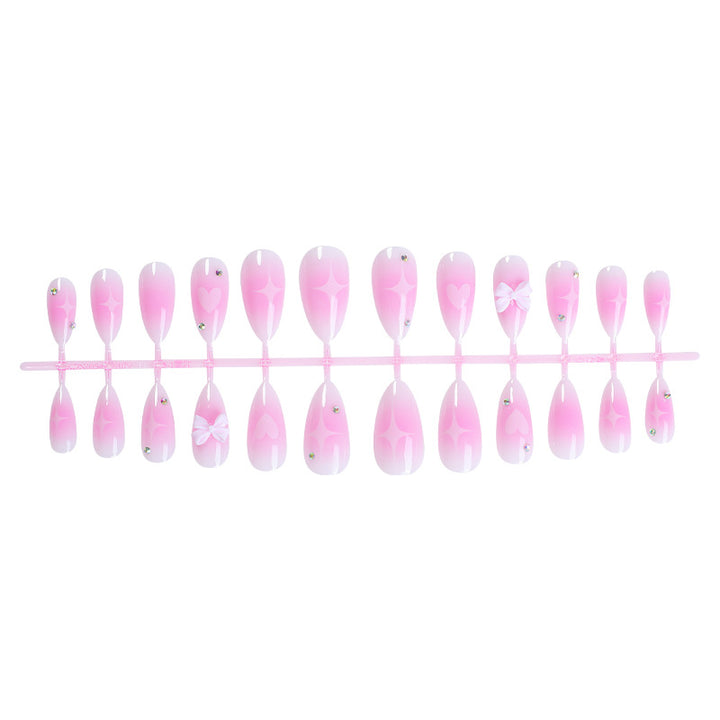 Decorative Press-On Nail Set with Heart and Bow Design Stornfield