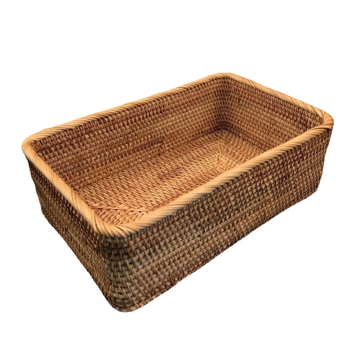 Women rectangular storage basket made of handwoven natural material Stornfield