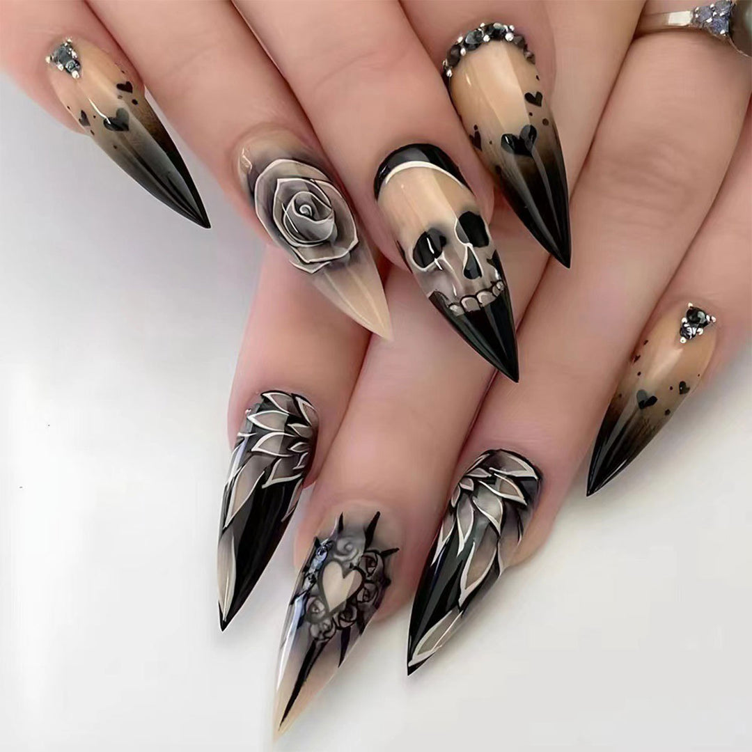 Gothic-Themed 3D Nail Art Extensions Stornfield