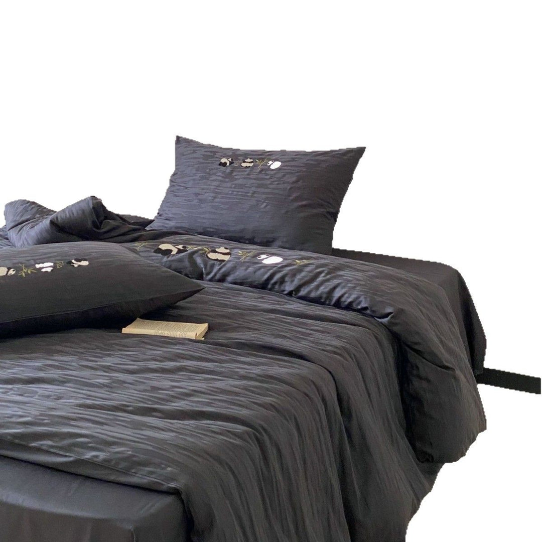 Luxury Satin Jacquard Duvet Cover Set with Pillow Shams and Bed Skirt