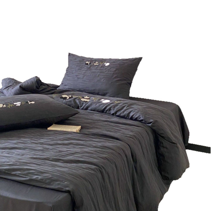 Luxury Satin Jacquard Duvet Cover Set with Pillow Shams and Bed Skirt