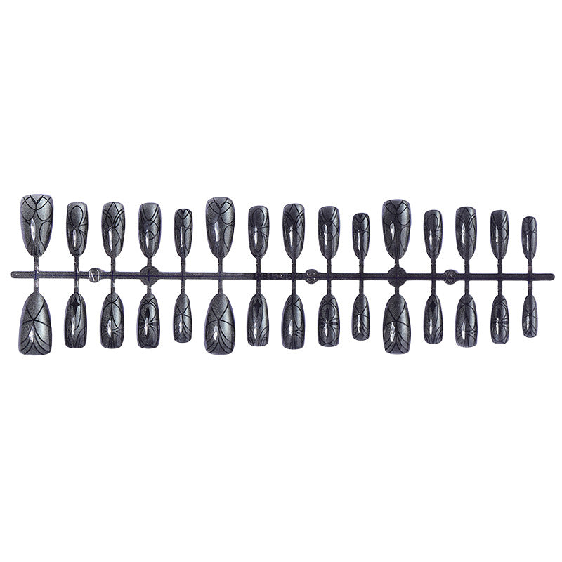 Decorative Press-On Nail Set with Artistic Spider Design Stornfield
