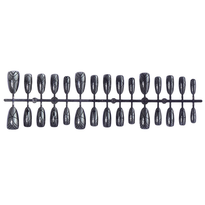 Decorative Press-On Nail Set with Artistic Spider Design Stornfield