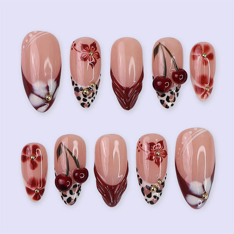 Creative Nail Design Set with Elegant Flower and Leopard Elements Stornfield
