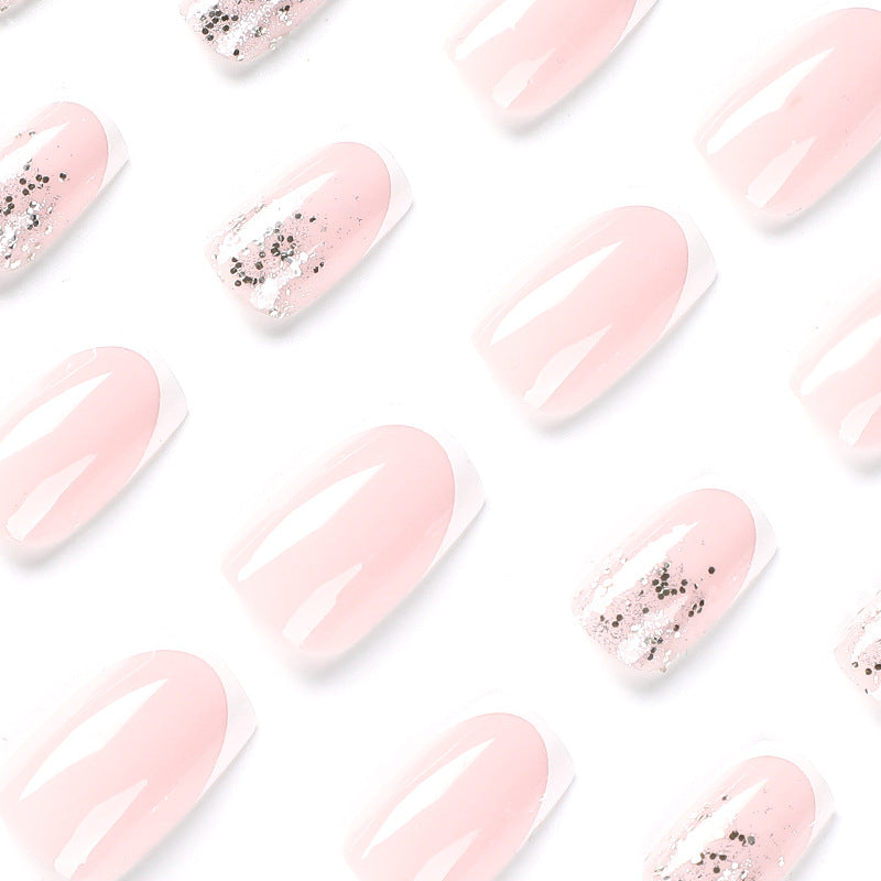 Artistic Nail Extensions with Glitter and French Tips Stornfield