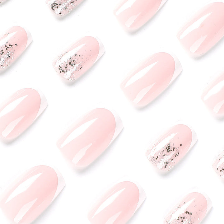 Artistic Nail Extensions with Glitter and French Tips Stornfield