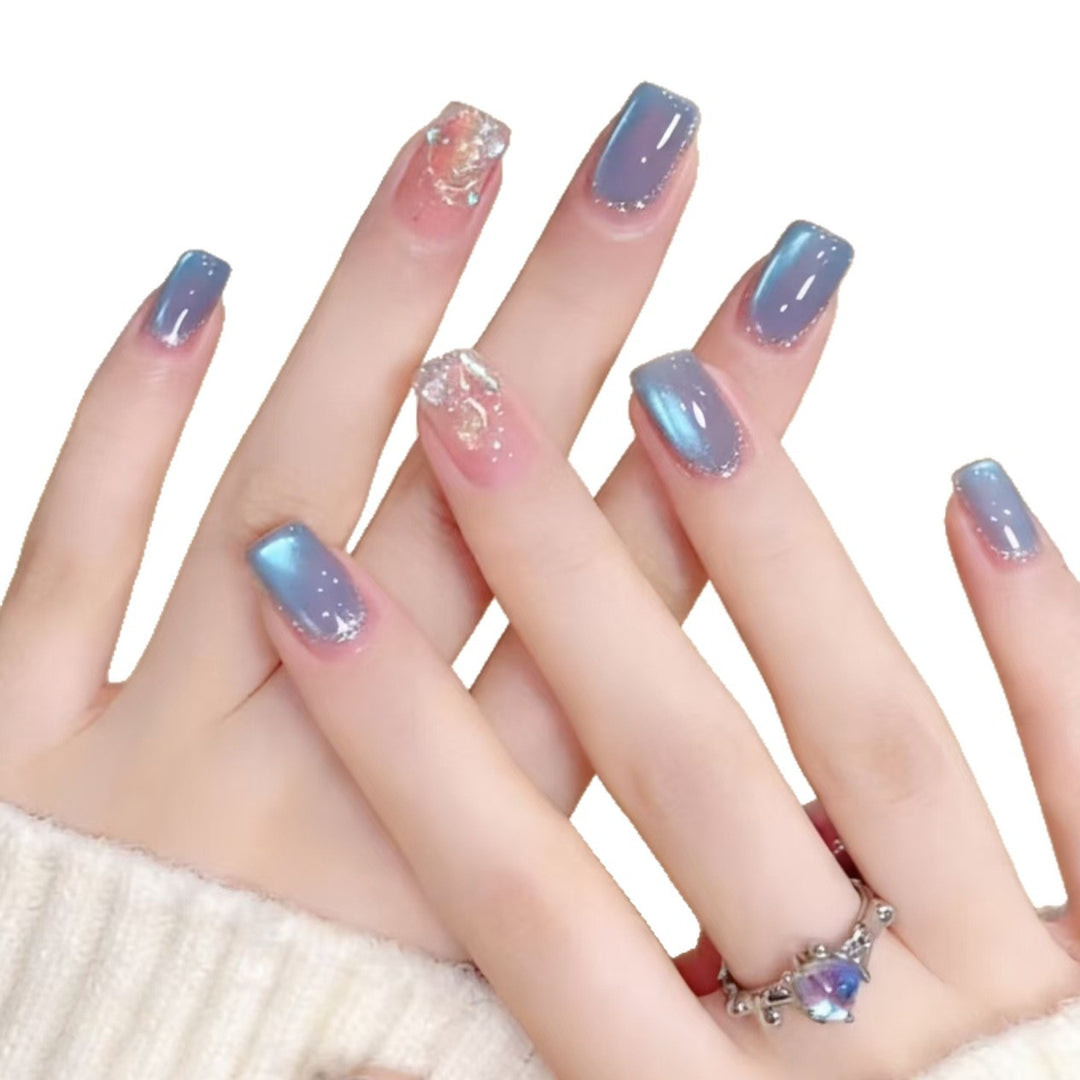 Gradient Ombre Nail Extensions with Glitter