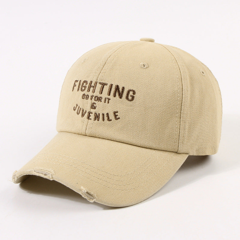 Women's Distressed Cotton Cap with Motivational Embroidery Stornfield