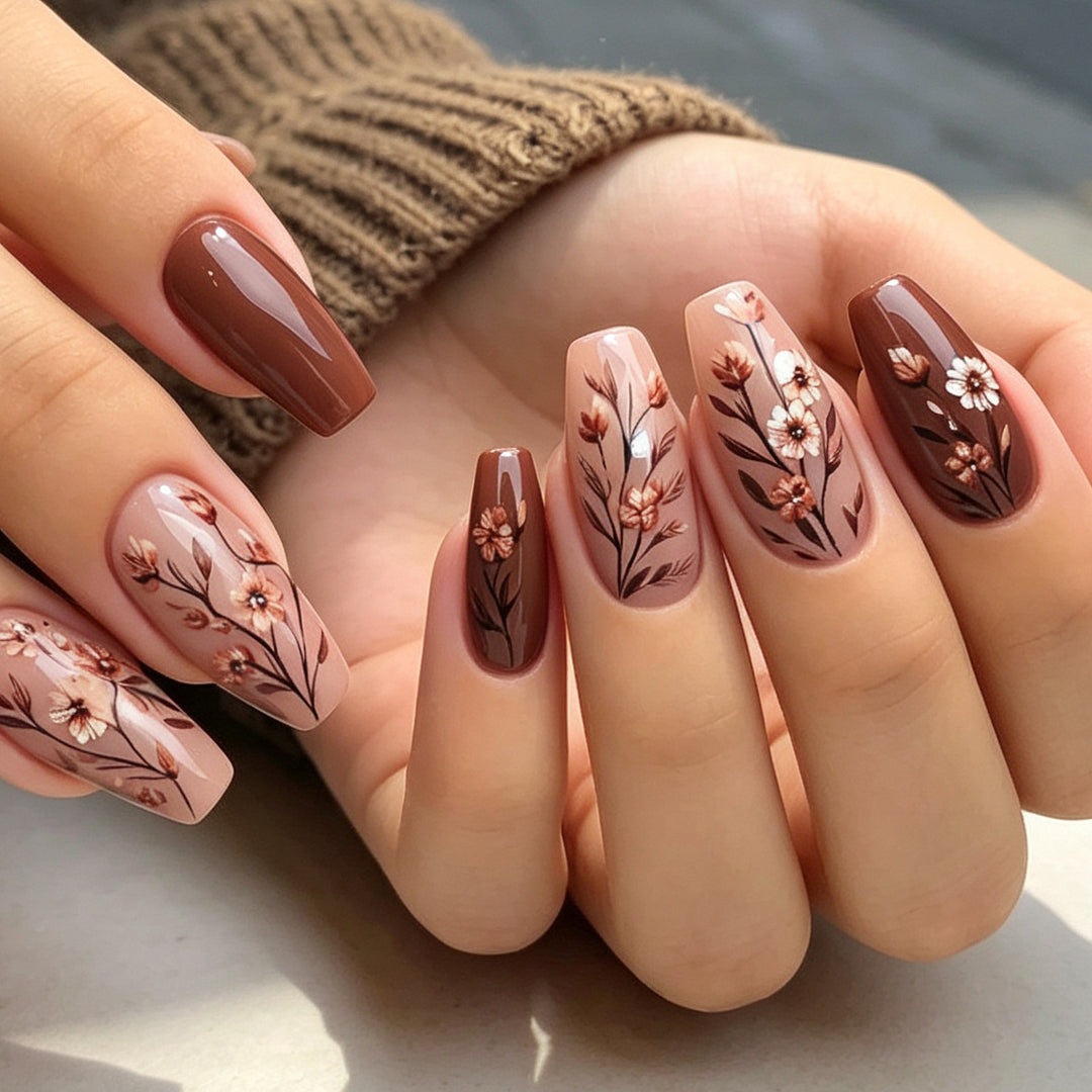 Floral Design Acrylic Nail Enhancements Stornfield