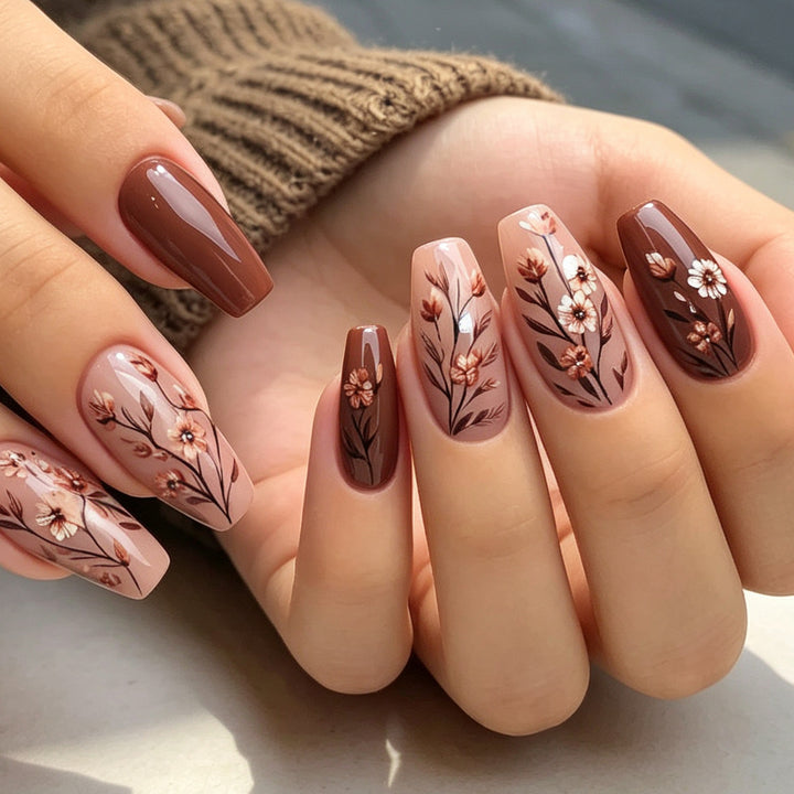 Floral Design Acrylic Nail Enhancements Stornfield