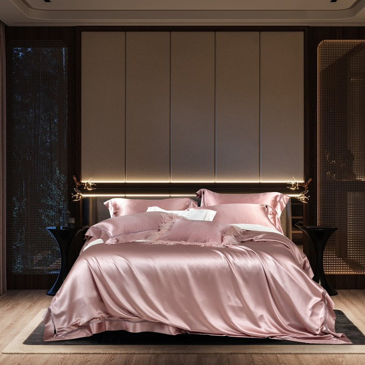 Luxury Mulberry-Silk-Feel Satin Bedding Ensemble