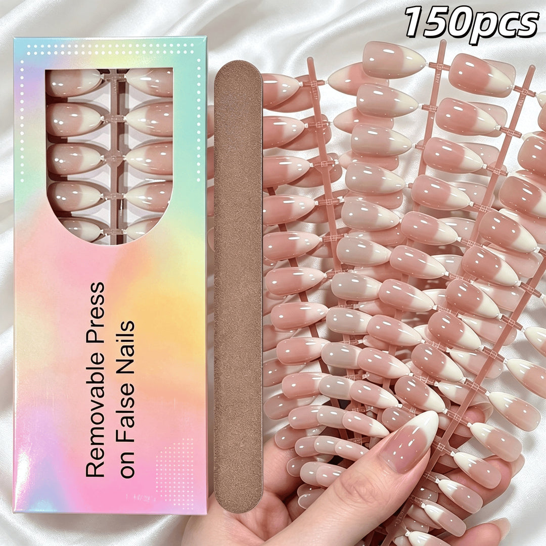Removable Press-On Nail Set with French Tip Design Stornfield