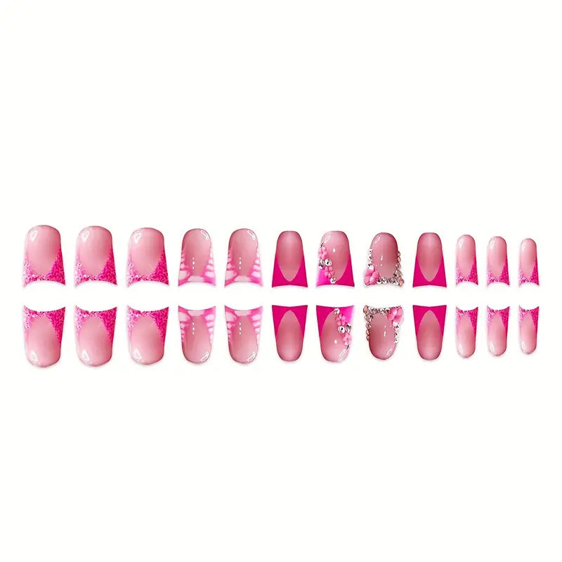 Glamorous Nail Art Set with Floral and Rhinestone Accents Stornfield