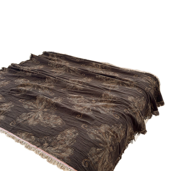 Woven Jacquard Patchwork Throw Blanket with Fringed Edges