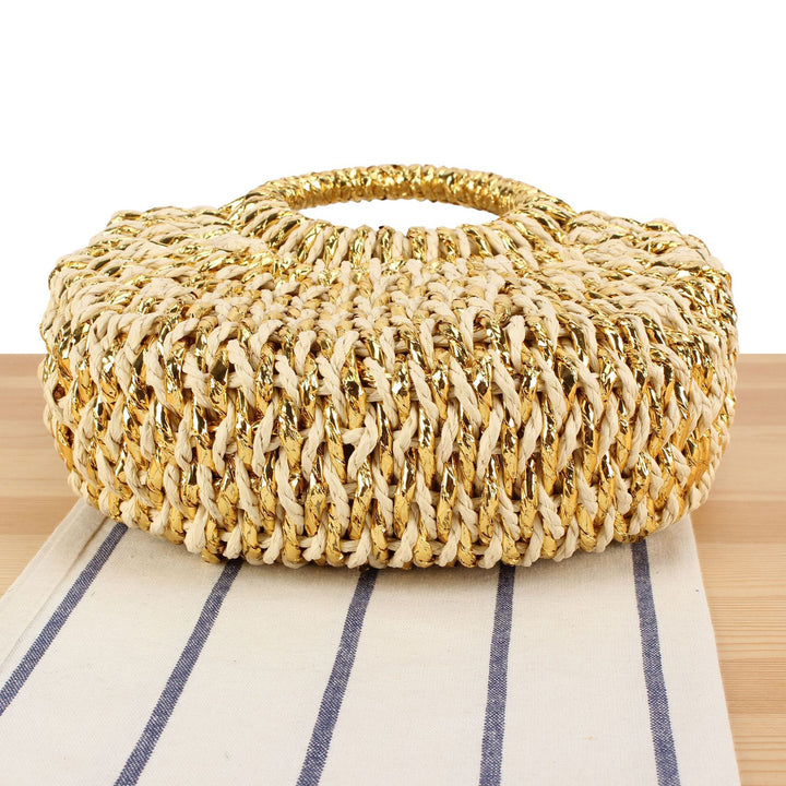 Stylish Woven Shoulder Bag with Round Handle Stornfield