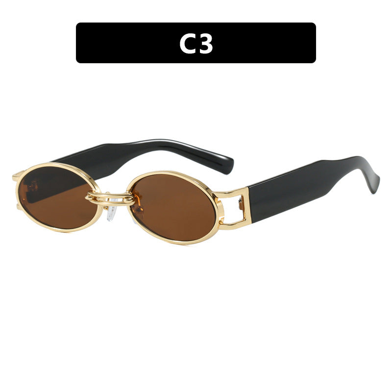 Women oval-shaped sunglasses with golden accents and stylish frame Stornfield
