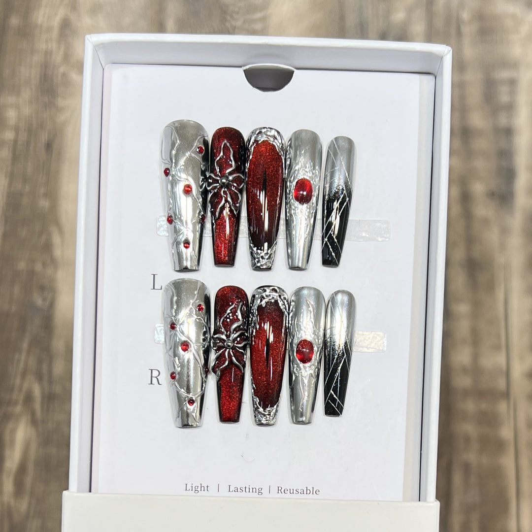 Decorative Floral Stiletto Press-On Nail Set Stornfield