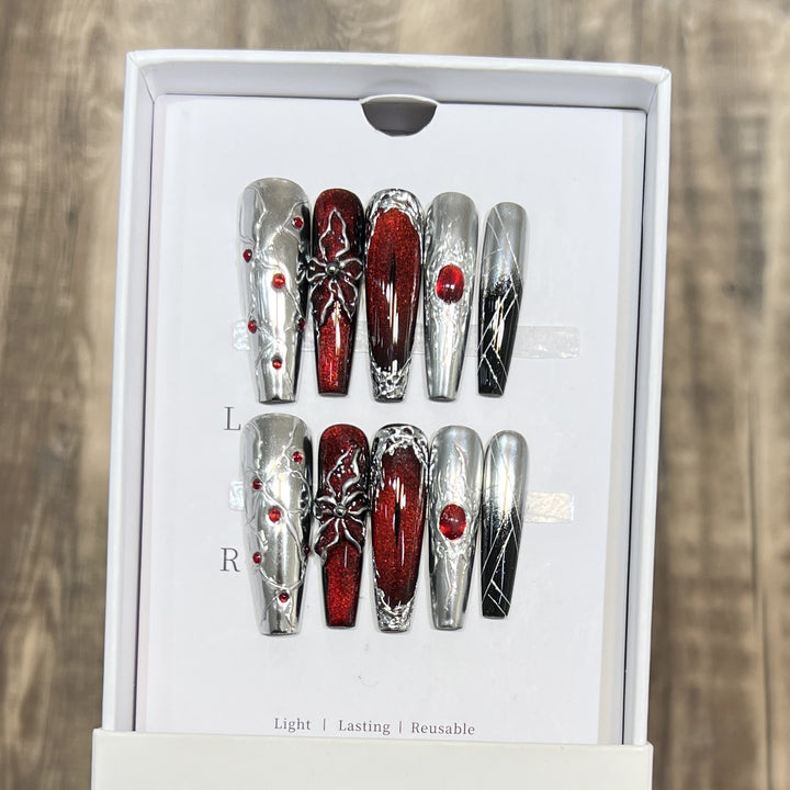 Decorative Floral Stiletto Press-On Nail Set Stornfield